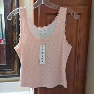 Olive & Oak Light Pink Floral Tank Top Size Small